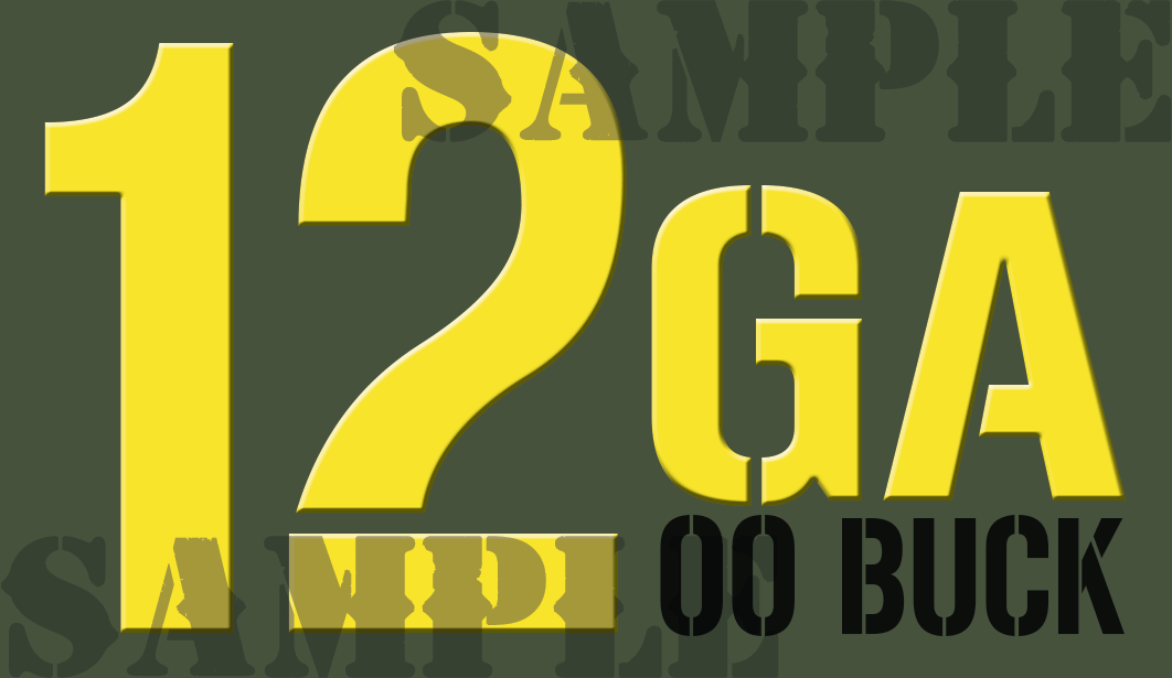 12GA 00 Buck - Yellow - Stencil  - .50Cal