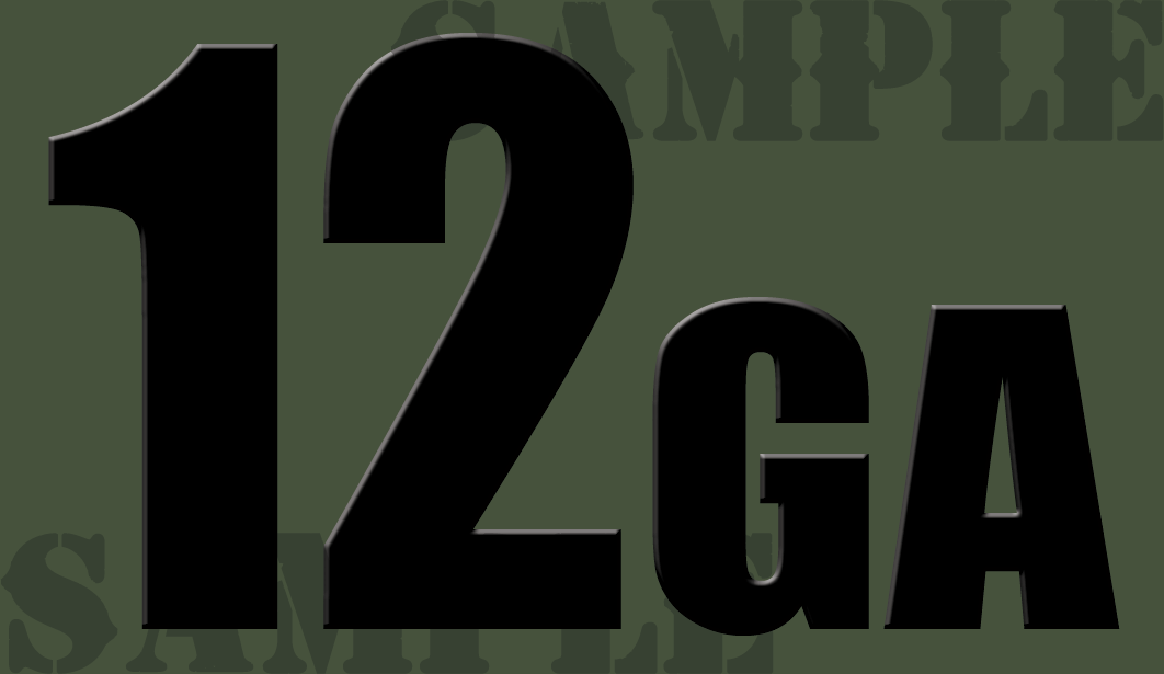 12GA Sticker - Black - Standard - .50Cal