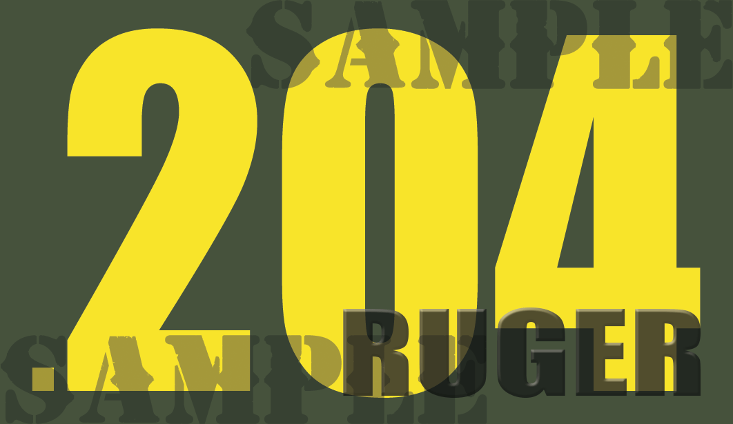 .204Ruger Sticker - Yellow - Standard  - .50Cal