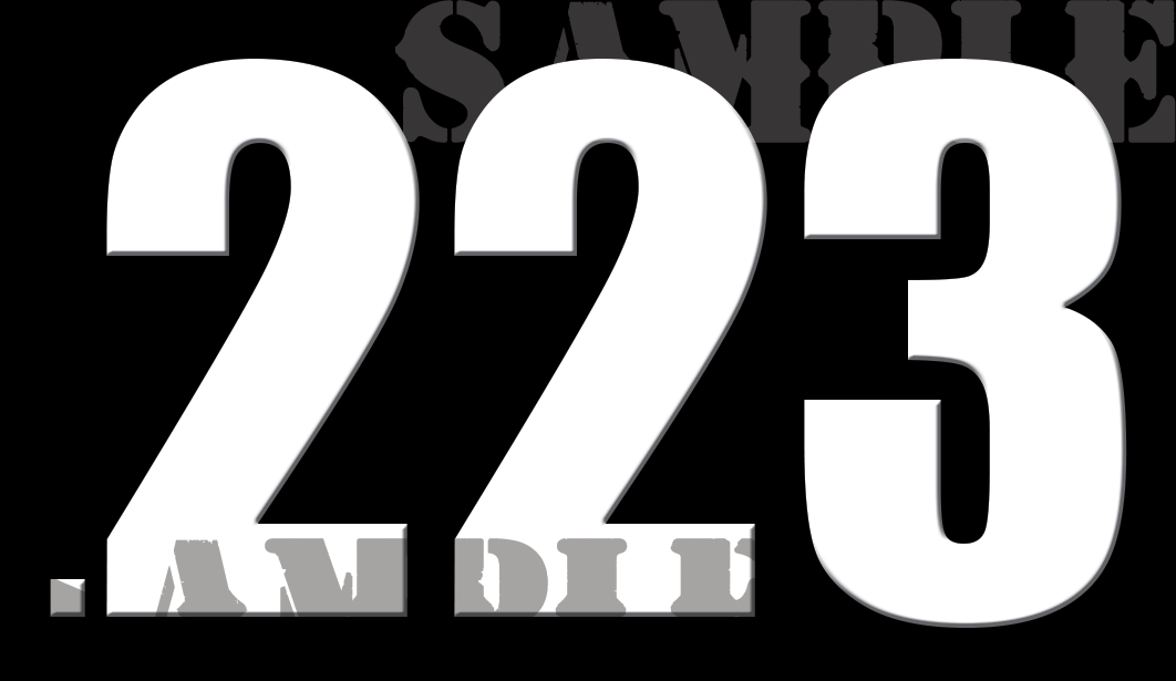 .223 - White on Black - Standard  - .50Cal