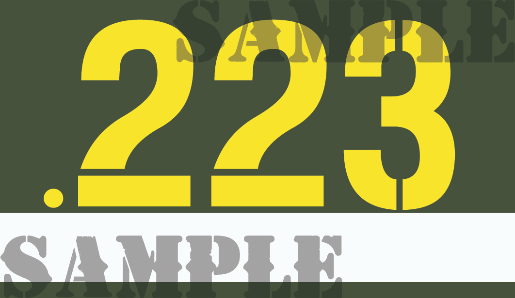 .223 Sticker - Yellow - Stencil - .50Cal  - Note/Qty Strip