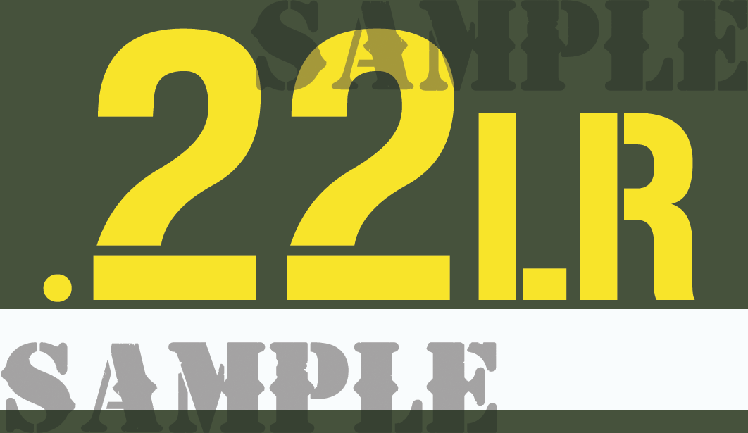.22lr Sticker - Yellow - Stencil - .50Cal  - Note/Qty Strip