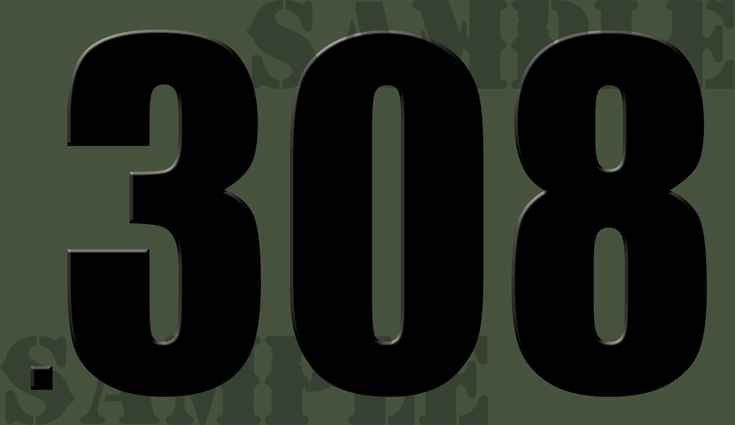 .308 Sticker - Black - Standard  - .50Cal