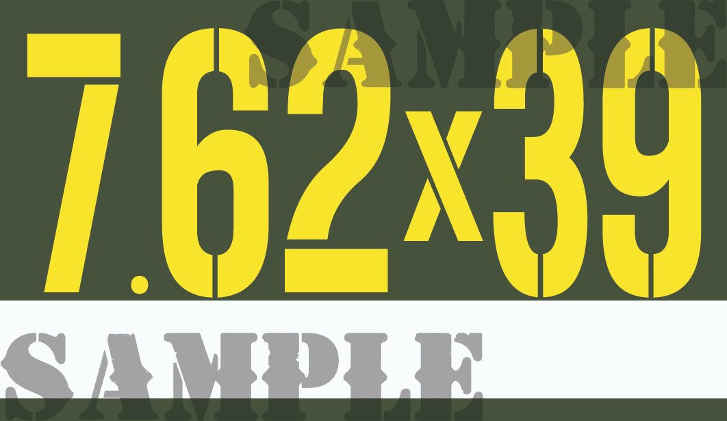 7.62x39 - Yellow - Stencil  - .50Cal  -Note/Qty Strip