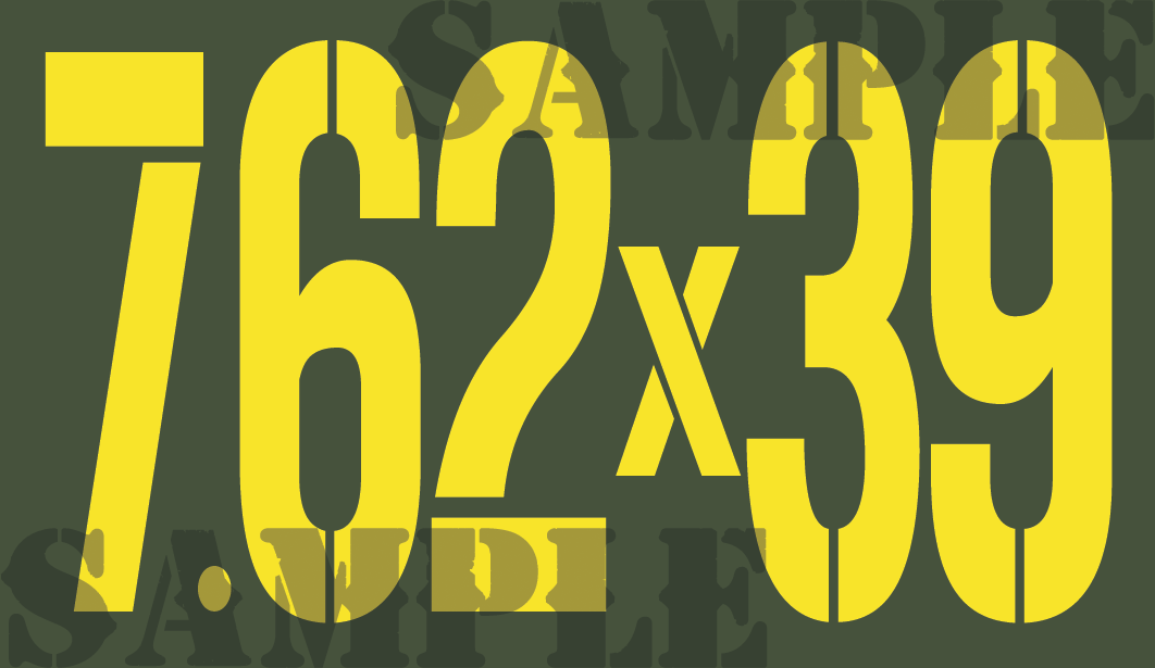 7.62x39 - Yellow - Stencil  - .50Cal