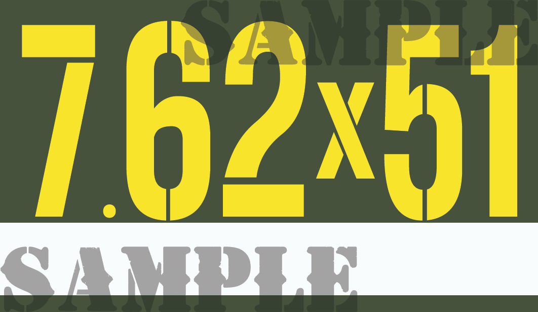 7.62x51 - Yellow - Stencil  - .50Cal  -Note/Qty Strip