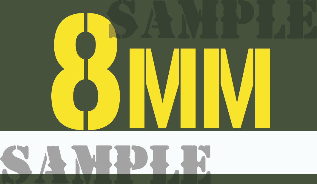 8mm - Yellow - Stencil  - .50Cal  -Note/Qty Strip