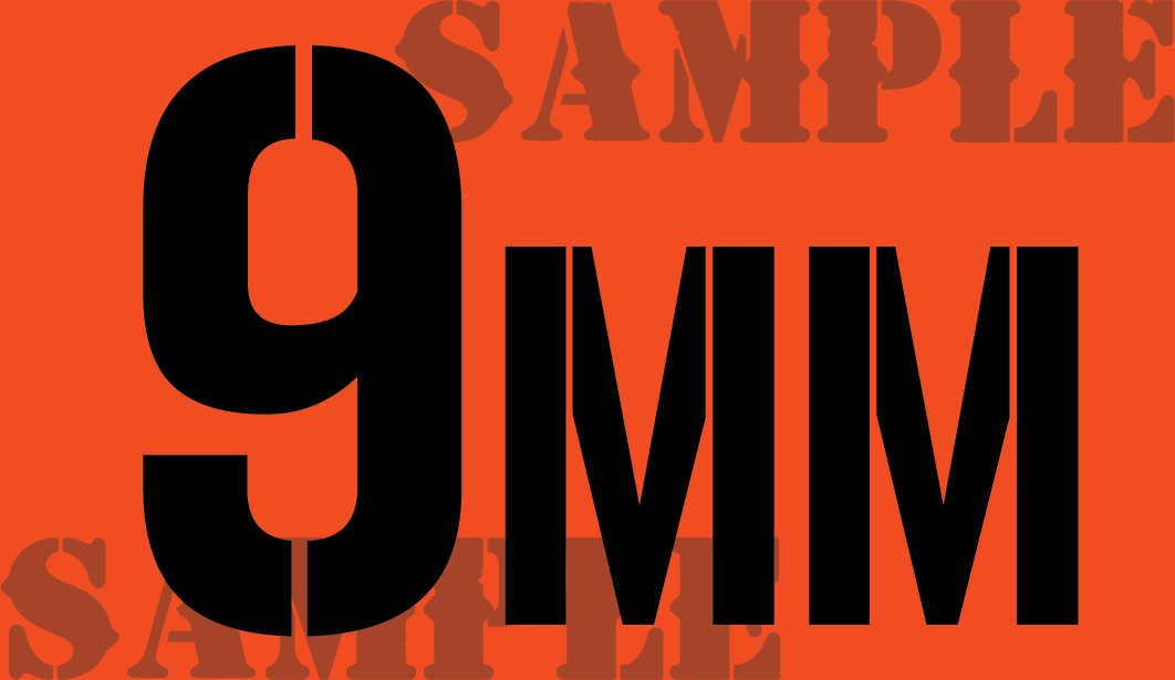 9mm Sticker - Orange - Stencil  - .50Cal
