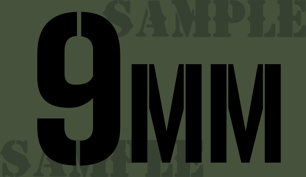 9mm - Black - Stencil  - .50Cal