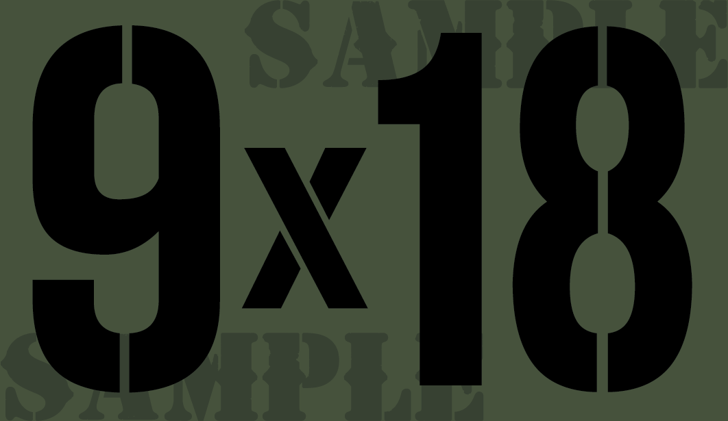 9x18 - Black - Stencil  - .50Cal