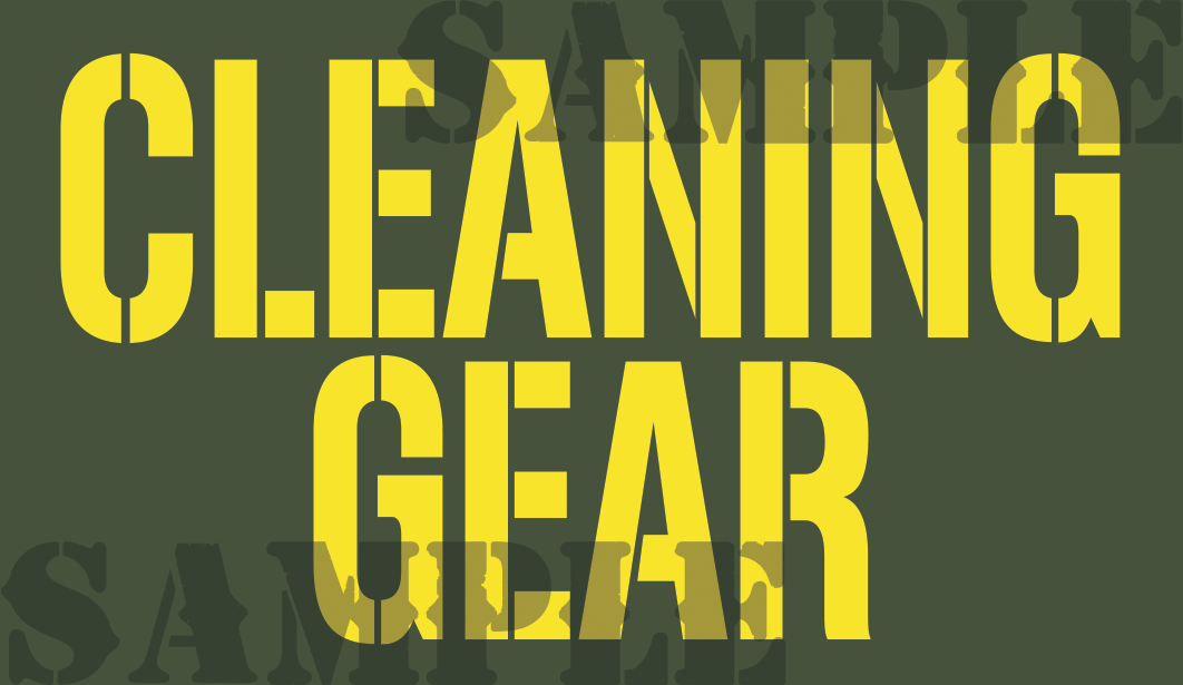 Cleaning Gear Sticker - Yellow - Stencil - .50Cal (NC)