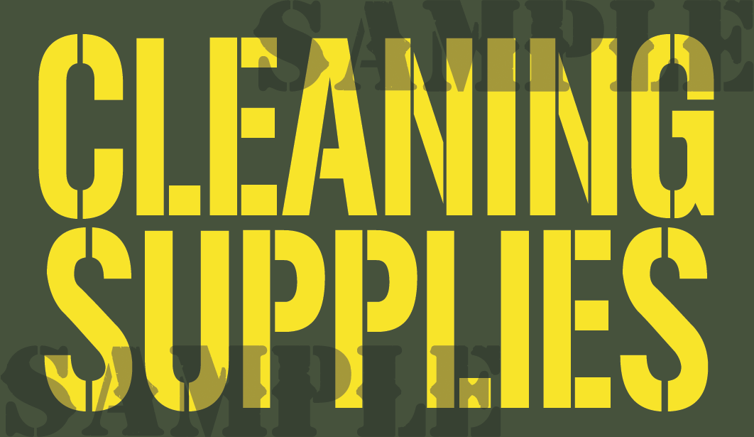 CLEANING SUPPLIES Sticker - Yellow - Stencil - .50Cal (NC)