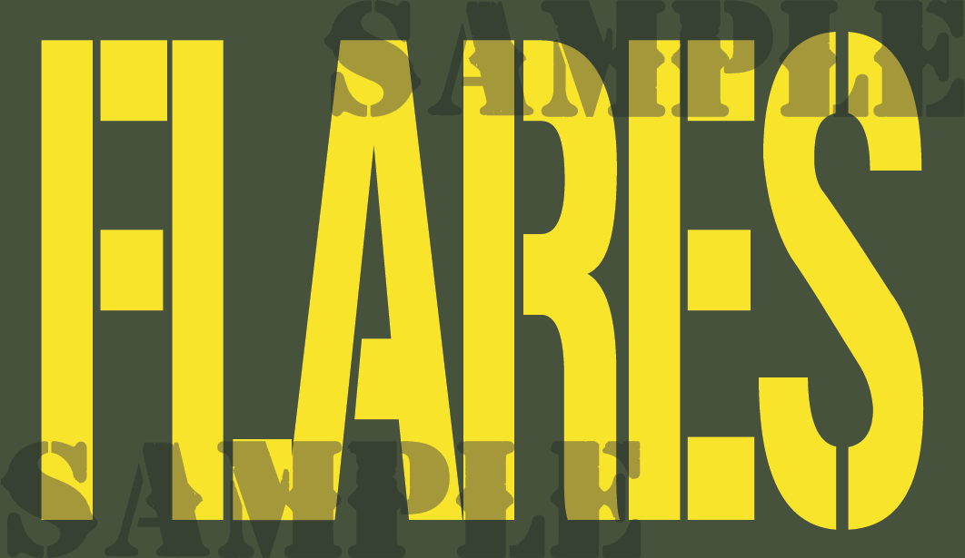 Flares Sticker - Yellow - Stencil - .50Cal (NC)