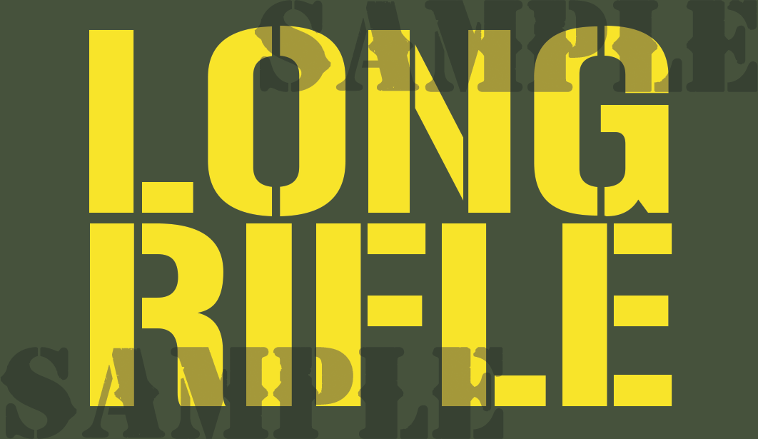 Long Rifle Sticker - Yellow- Stencil - .50Cal (NC)