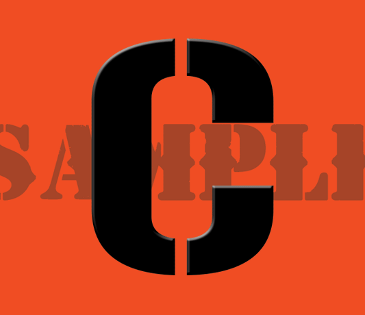 C Sticker - Orange - Stencil  - .30Cal (NC)