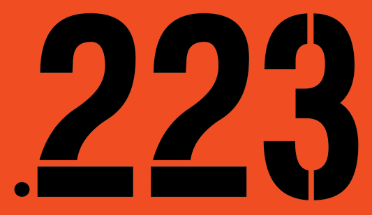 .223 Sticker - Orange - Stencil  - .50Cal
