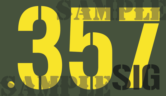 .357Sig Sticker - Yellow - Stencil  - .50Cal