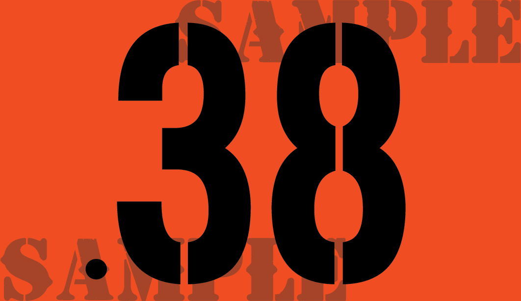 .38 Sticker - Orange - Stencil  - .50Cal
