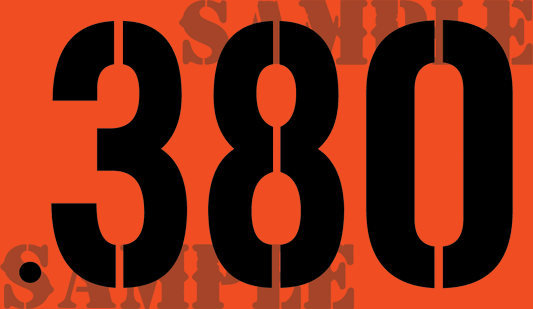 .380 Sticker - Orange - Stencil  - .50Cal