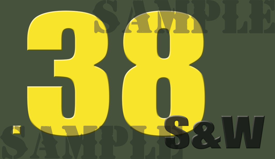 .38 S&W Sticker - Yellow - Standard   - .50Cal