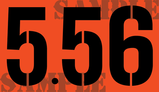 5.56 Sticker - Orange - Stencil  - .50Cal