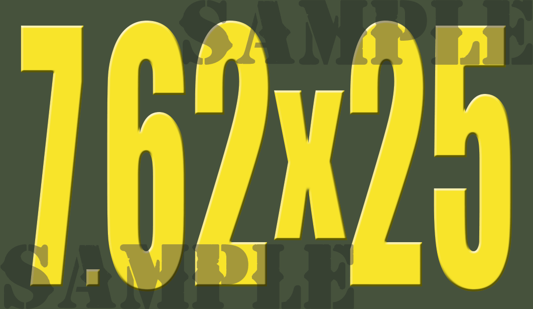 7.62x25 Sticker - Yellow - Standard  - .50Cal