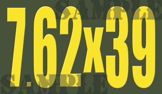 7.62x39 Sticker - Yellow - Standard  - .50Cal
