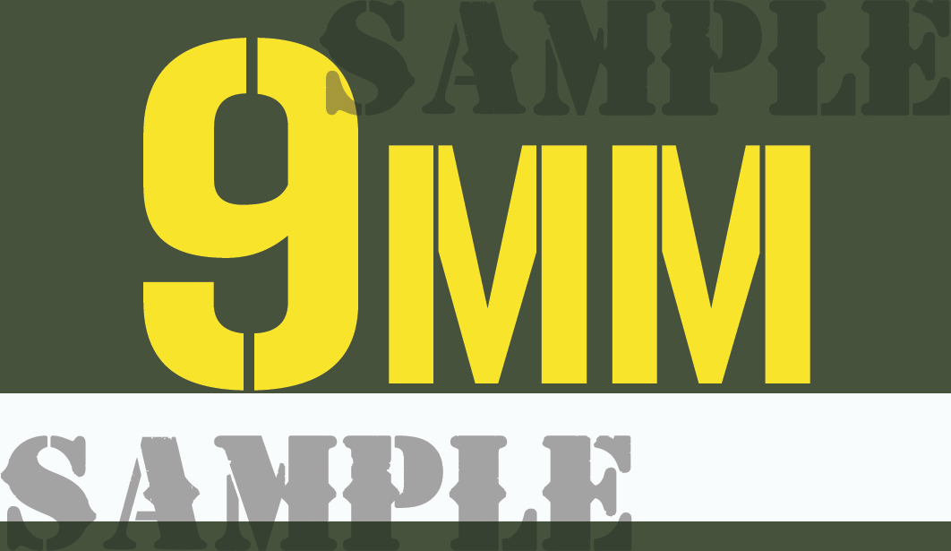 9mm Sticker - Yellow - Stencil - .50Cal - Note/Qty Strip ...