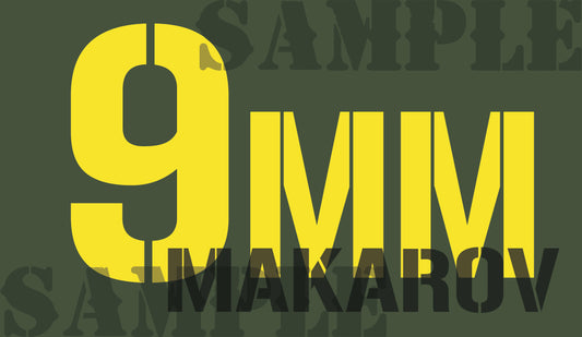 9mm Makarov- Yellow - Stencil  - .50Cal