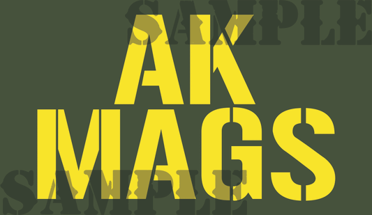 AK Mags Sticker - Yellow - Stencil  - .50Cal (NC)