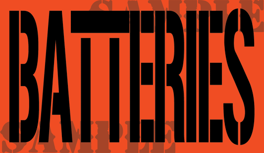 Batteries Sticker - Orange - Stencil  - .50Cal (NC)