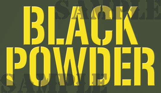 Black Powder Sticker - Yellow - Stencil  - .50Cal (NC)