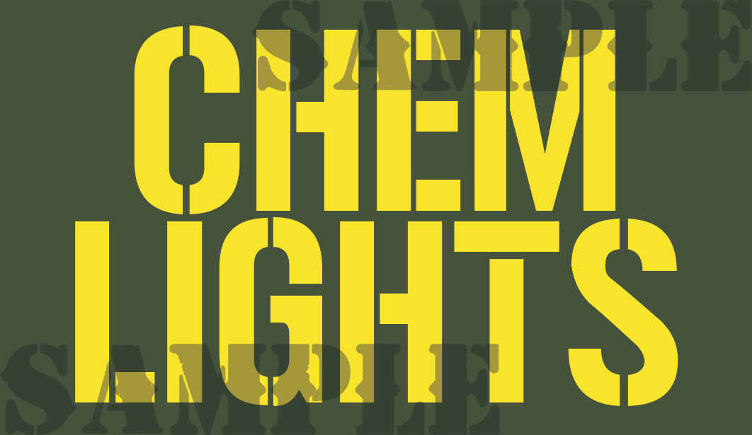 CHEM LIGHTS - Sticker - Yellow - Stencil  - .50Cal (NC)