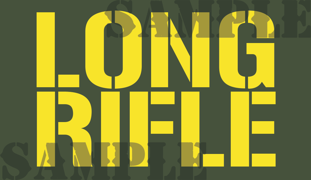 Long Rifle Sticker - Yellow- Stencil  - .50Cal (NC)