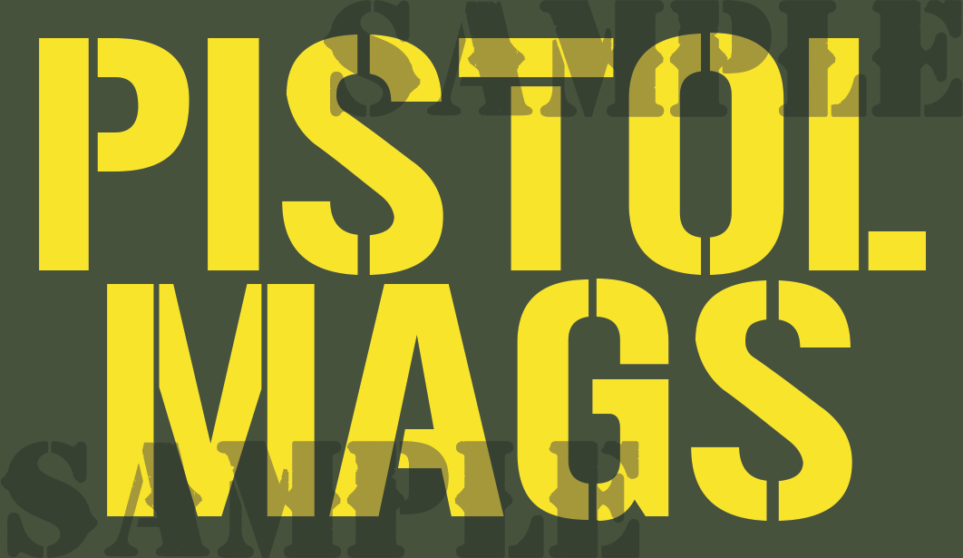 Pistol Mags Sticker - Yellow - Stencil  - .50Cal (NC)