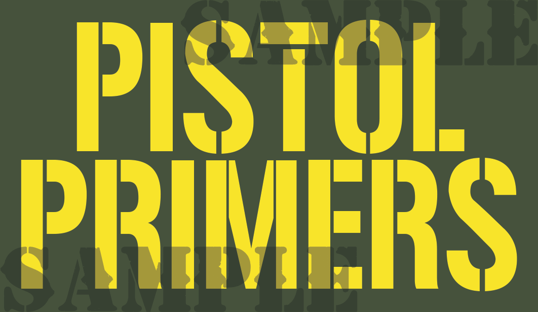 Pistol Primers Sticker - Yellow - Stencil  - .50Cal (NC)