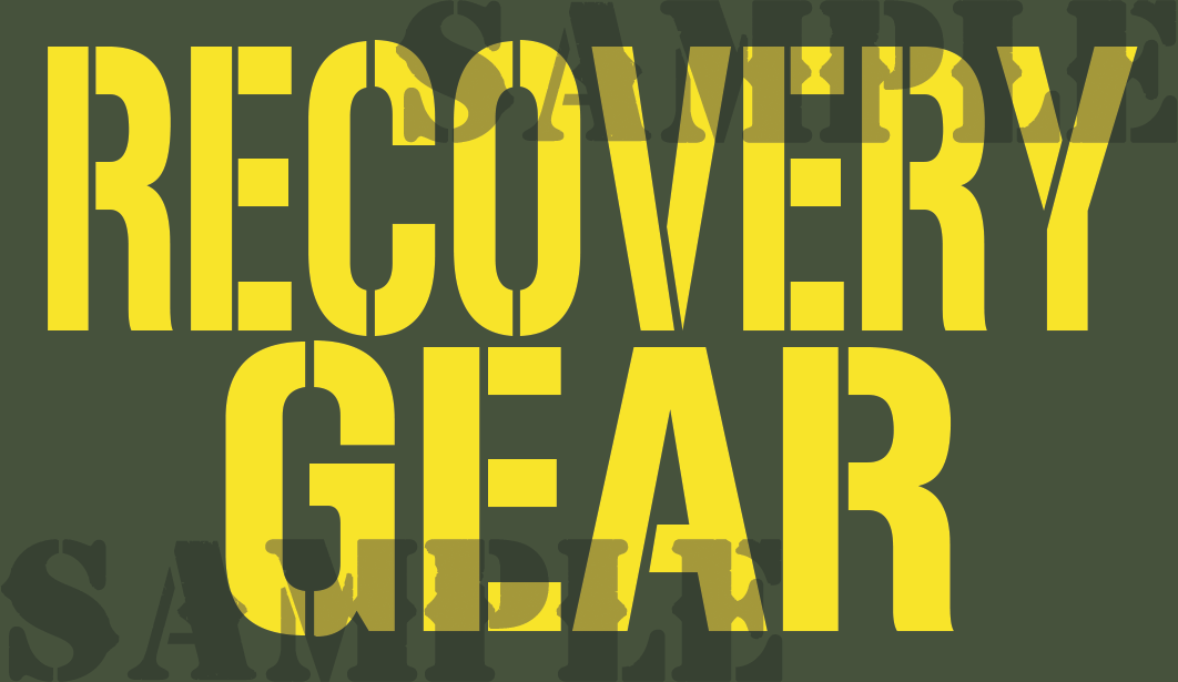 Recovery Gear Sticker - Yellow - Stencil  - .50Cal (NC)