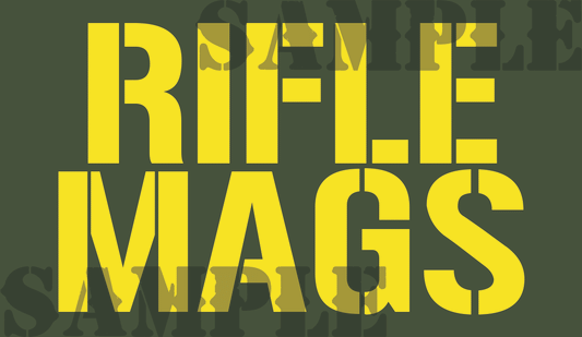 Rifle Mags Sticker - Yellow - Stencil  - .50Cal (NC)
