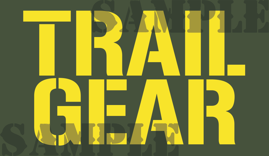 Trail Gear Sticker - Yellow - Stencil  - .50Cal (NC)