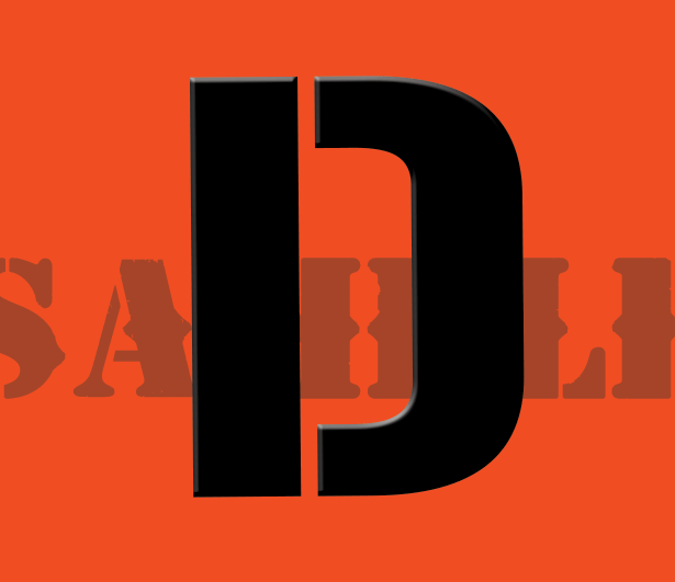 D Sticker - Orange - Stencil  - .30Cal (NC)
