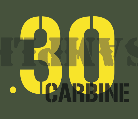 .30Carbine - Sticker - Yellow - Stencil (New) - .30Cal