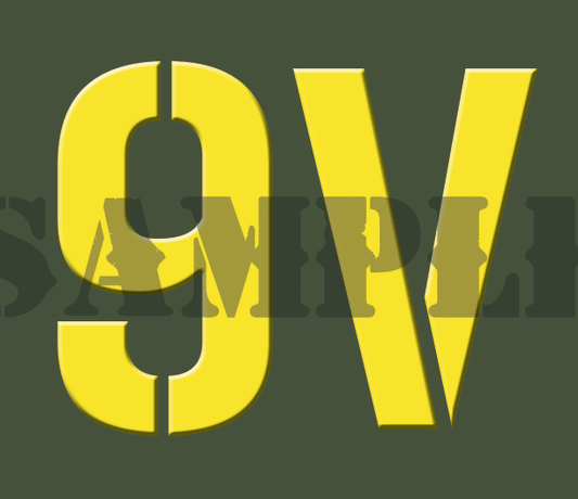 9V Battery - Yellow - Stencil  - .30Cal (NC)