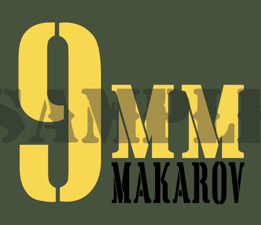 9mm Makarov - Yellow - Stencil  - .30Cal