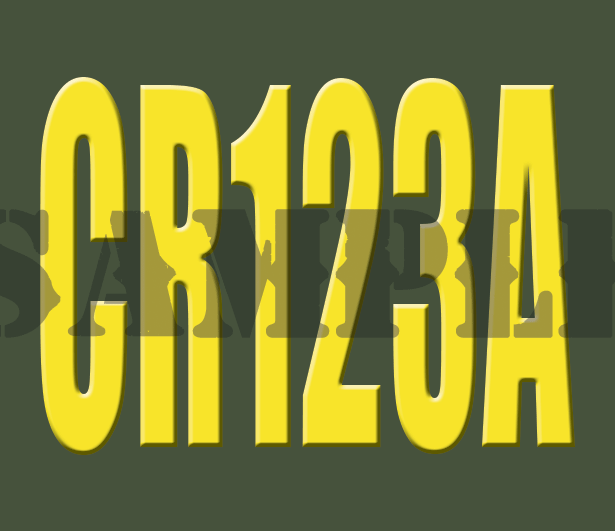 CR123A Battery Sticker - Yellow - Standard  - .30Cal (NC)